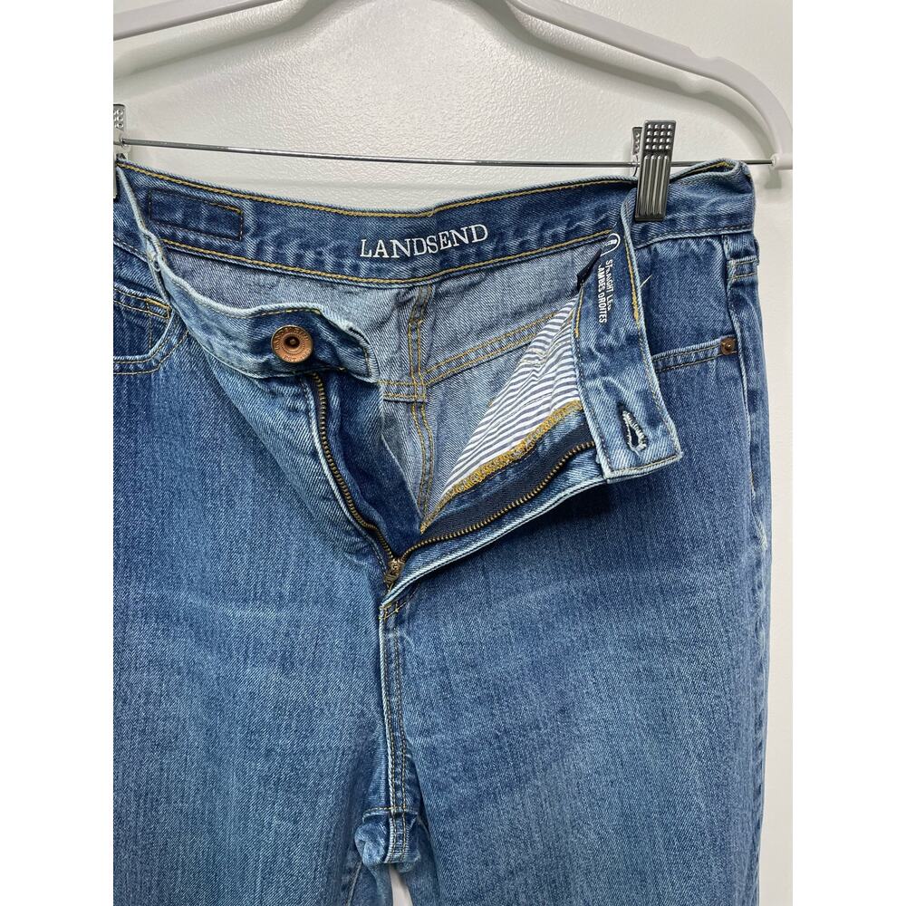 Lands End Straight Leg Jambes Droites High Waisted Jeans Denim Blue Womens 12‎ - Picture 3 of 10